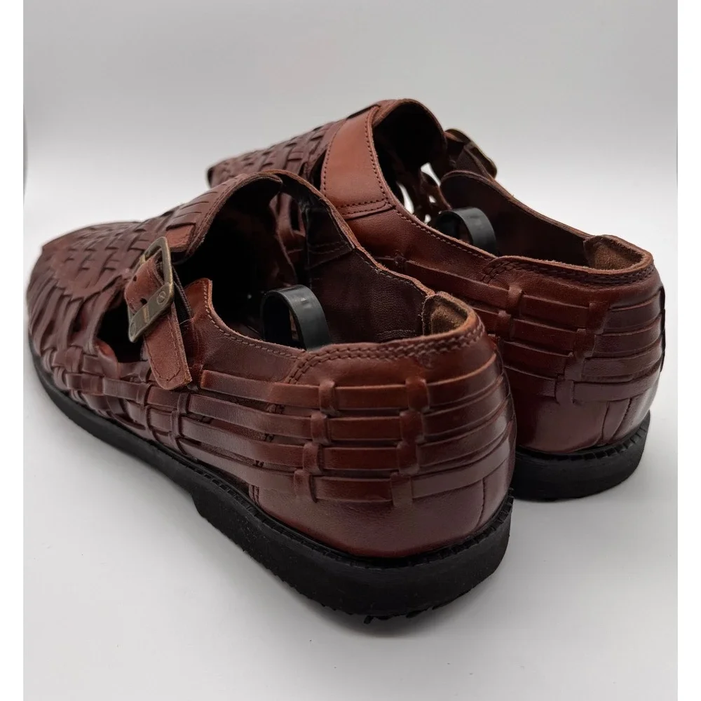 Vintage Island Casuals Woven Leather Fisherman Sandals Men's 10.5 Brown Huarache